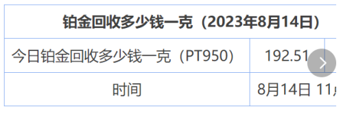 8月14日 今日铂金回收多少钱一克 今日铂金950今日回收价