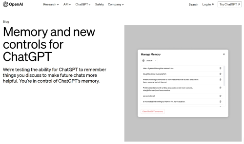 ChatGPT要有记忆力了 OpenAI宣布小范围测试“记忆”功能！