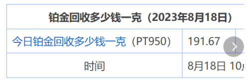 8月18日 今日铂金回收多少钱一克 今日pt950铂金回收价格